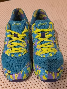 Asics Gel-frantic 7 Blue, Yellow & Purple Camo Sneakers Size 8W
